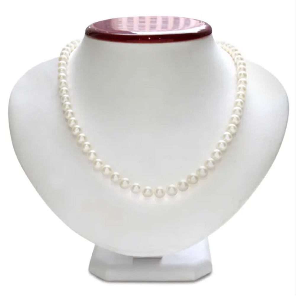 18” lustrous hand‎ knotted 8mm to 9mm pearl necklace